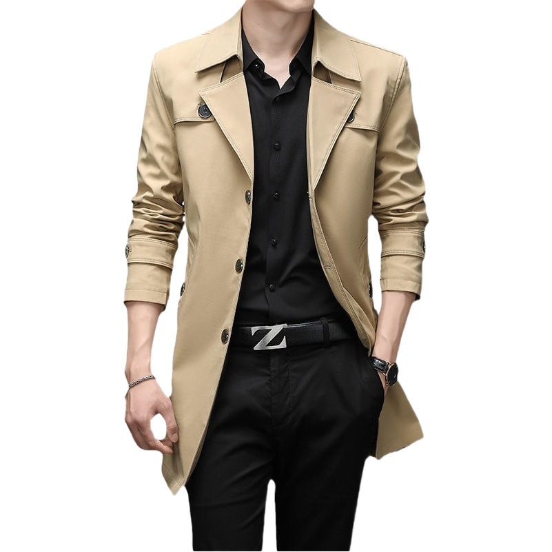 Gabardina de M-8XL de los hombres de longitud media primavera y otoño casual Delgado coreano hombres de negocios de moda Chaqueta de traje de los hombres más el tamaño