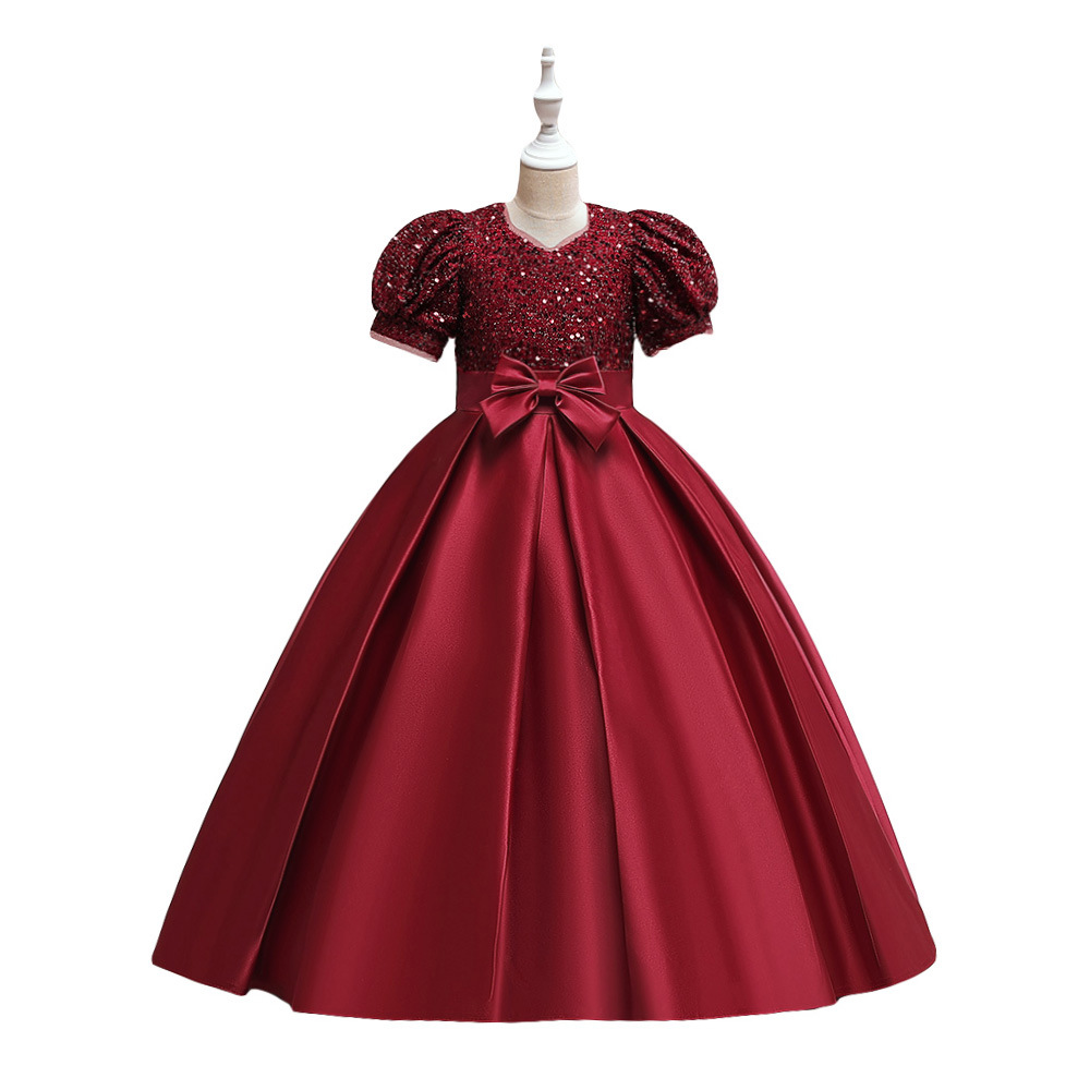 Vestido de niña, vestido de cumpleaños, mangas abullonadas, anfitriona, actuación de piano, niña de las flores, boda, niña pequeña.