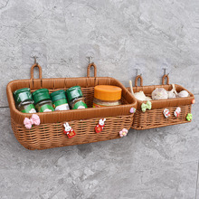 仿藤姜蒜收纳筐编织挂篮厨房生姜蒜头葱鸡蛋水果壁挂篮仿藤收纳框