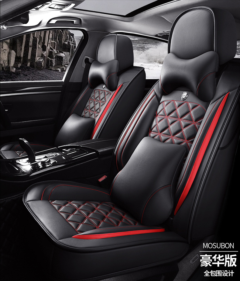 19 New Full Surround Diamond Full Leather Four-Season Universal Car Seat Cushion