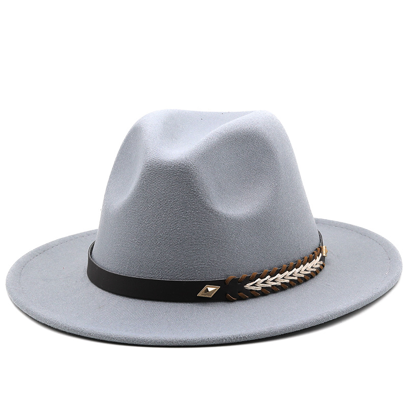 New Woolen Jazz Hat Felt Hat Big Brim Fashion Belt Top Hat display picture 2