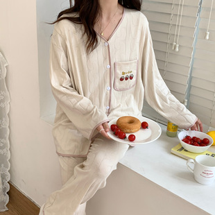 in stock 8861 Pure Cotton Moon Clothing Spring and Autumn Postpartum Lactation Home Clothing Pregnant Waiting for Delivery Clothing Autumn and Winter Hospitalization Maternity Clothing