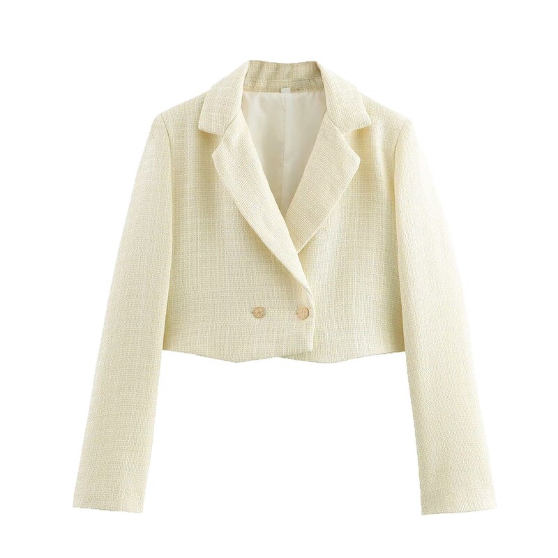 European and American Style Women's Clothing 2025 New European and American Fashion Simple Short Tweed Suit Jacket