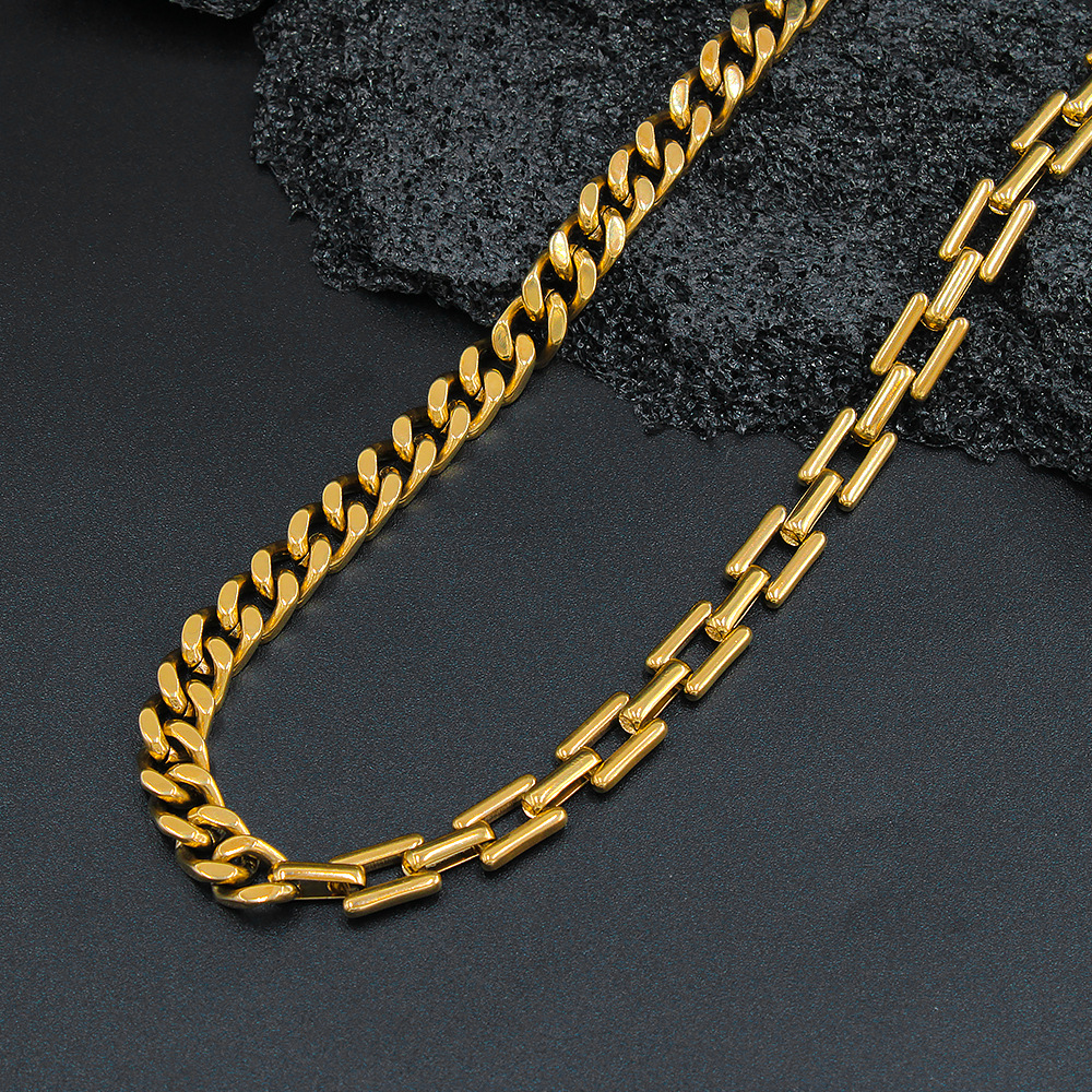 Hip-Hop Geometric Stainless Steel Gold Plated Necklace