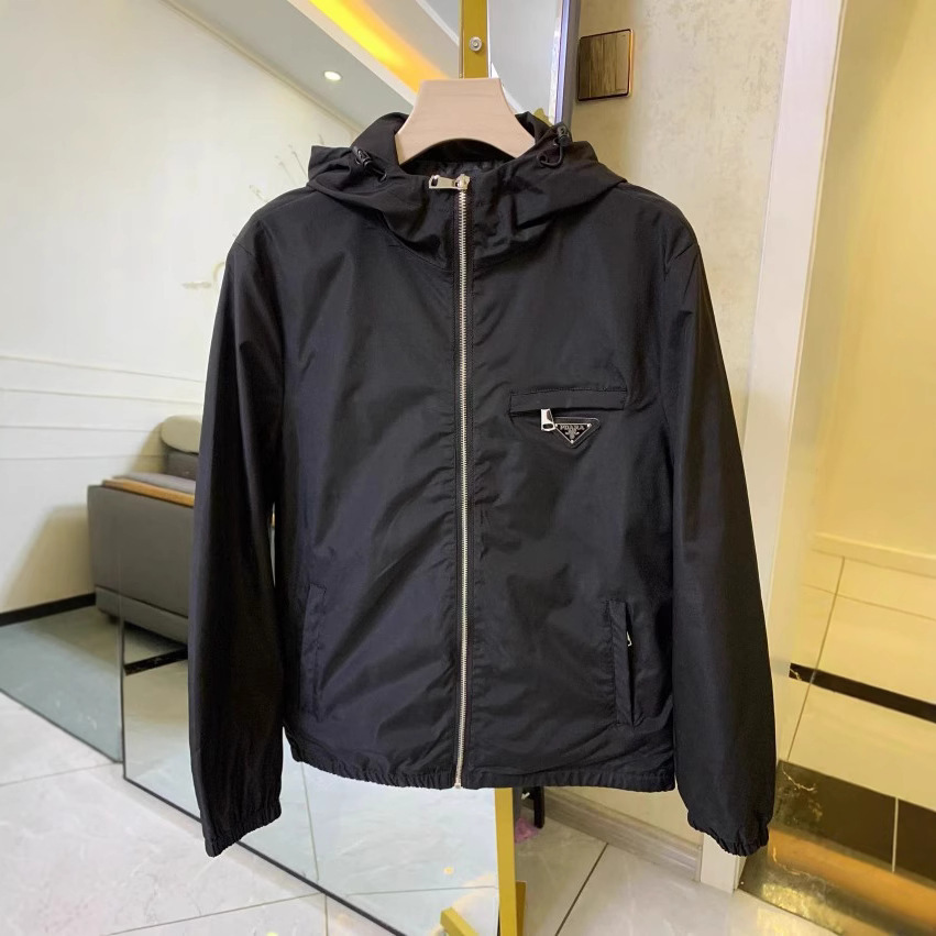 European Spring and Summer New Style Metal Triangle Logo Hooded Jacket Slim Fit Men's Spirited Youth Casual Jacket