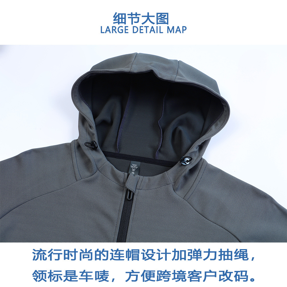 Dijia mismo otoño e invierno chaqueta deportiva de los hombres de secado rápido chaqueta con capucha casual cremallera manga larga multi-Bolsillo chaqueta