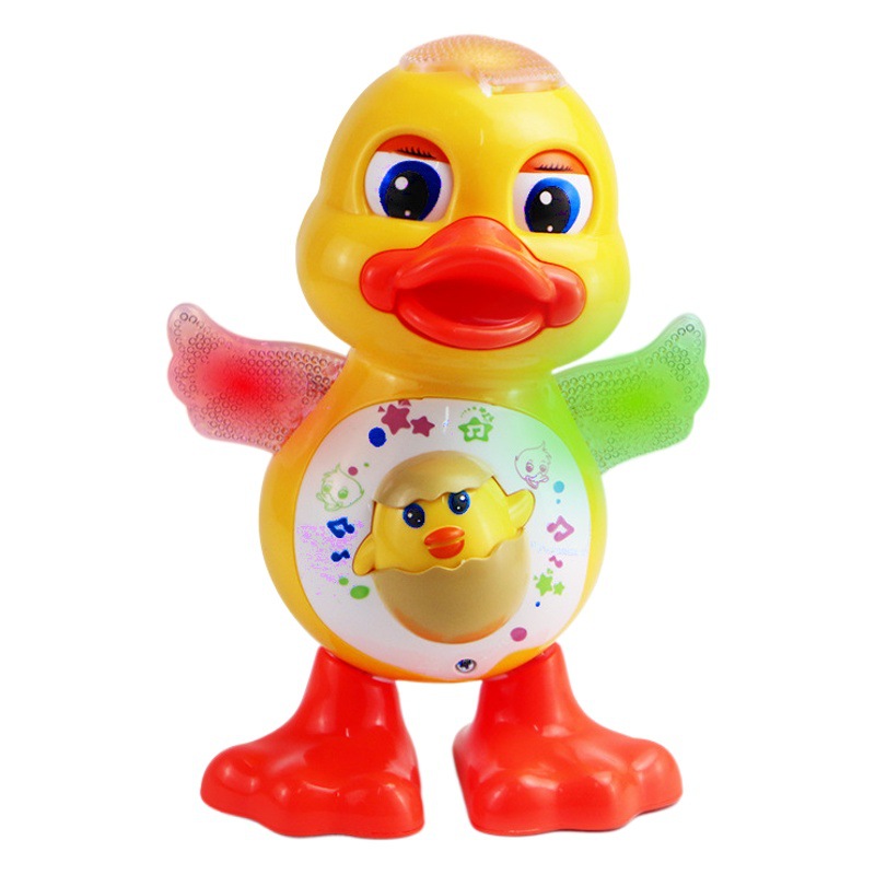 Tiktok misma música bailando pequeño pato amarillo swing caminando sonido y pato ligero juguetes eléctricos para niños transfronterizos al por mayor