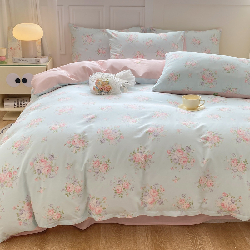 Cuatro piezas de algodón puro fresco de clase madre y niño grado ab cubierta de edredón 40 impresión doméstica de cuatro estaciones