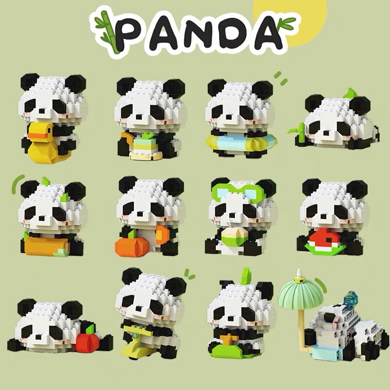 Compatible with Le Guobao Red Panda Cartoon Figurines, Blind Box Micro-Particle Assembly High-Block Toys, Children's Toys Wholesale