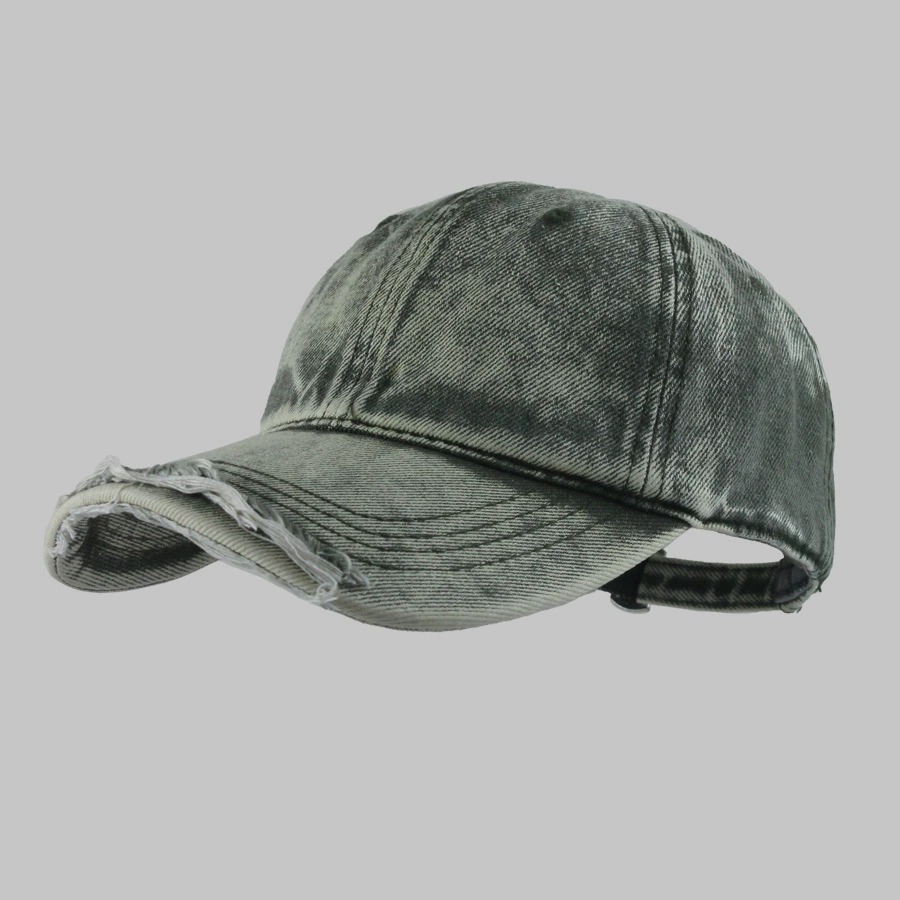 Denim baseball cap, leisure adjustable hat, washed look, size M (56–58 cm)