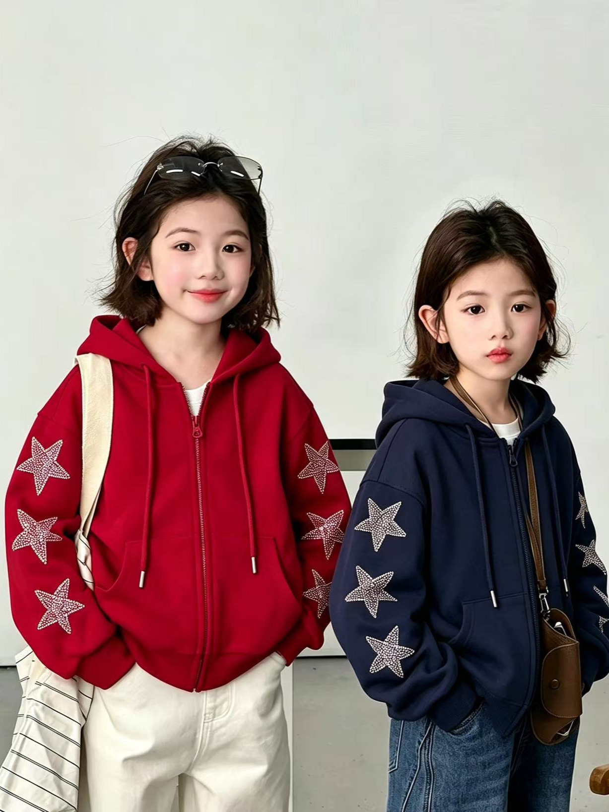 Breadboy Children's Clothing 2026 New Autumn Rhinestone Star Sweatshirt Jacket