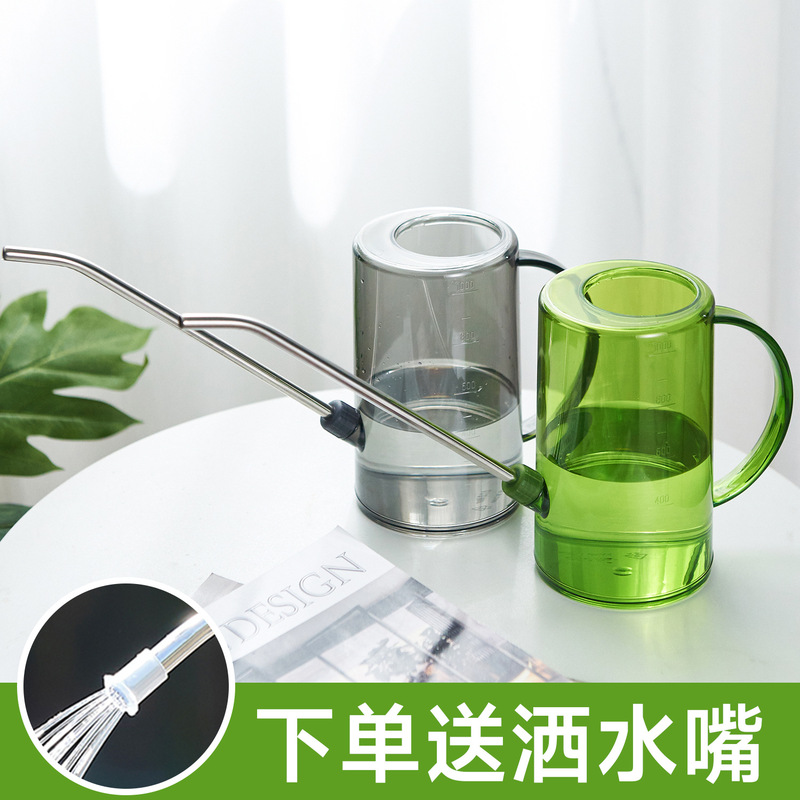 High-Pressure Stainless Steel Long-Spout Watering Can for Home Gardening, Automatic Watering Device, Large-Capacity Transparent Plastic Shower Can