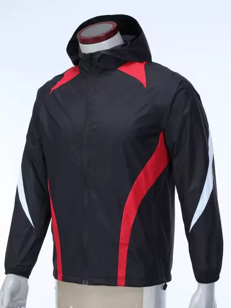 Hooded Sportswear Jacket, Breathable Windbreaker, Double-Layer Waterproof Design, Outdoor Training Windproof Full-Zip Top for Men