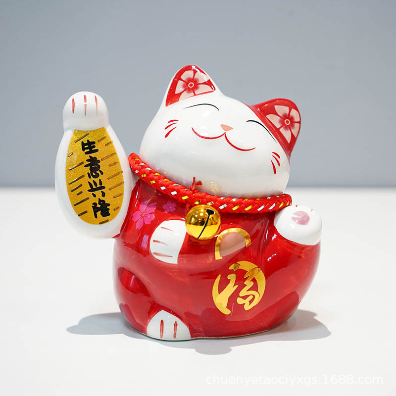 Fortuna gato miles de dos adornos pequeño tamaño lindo cerámica decoración del hogar creativo empresa actividad pequeño regalo logo