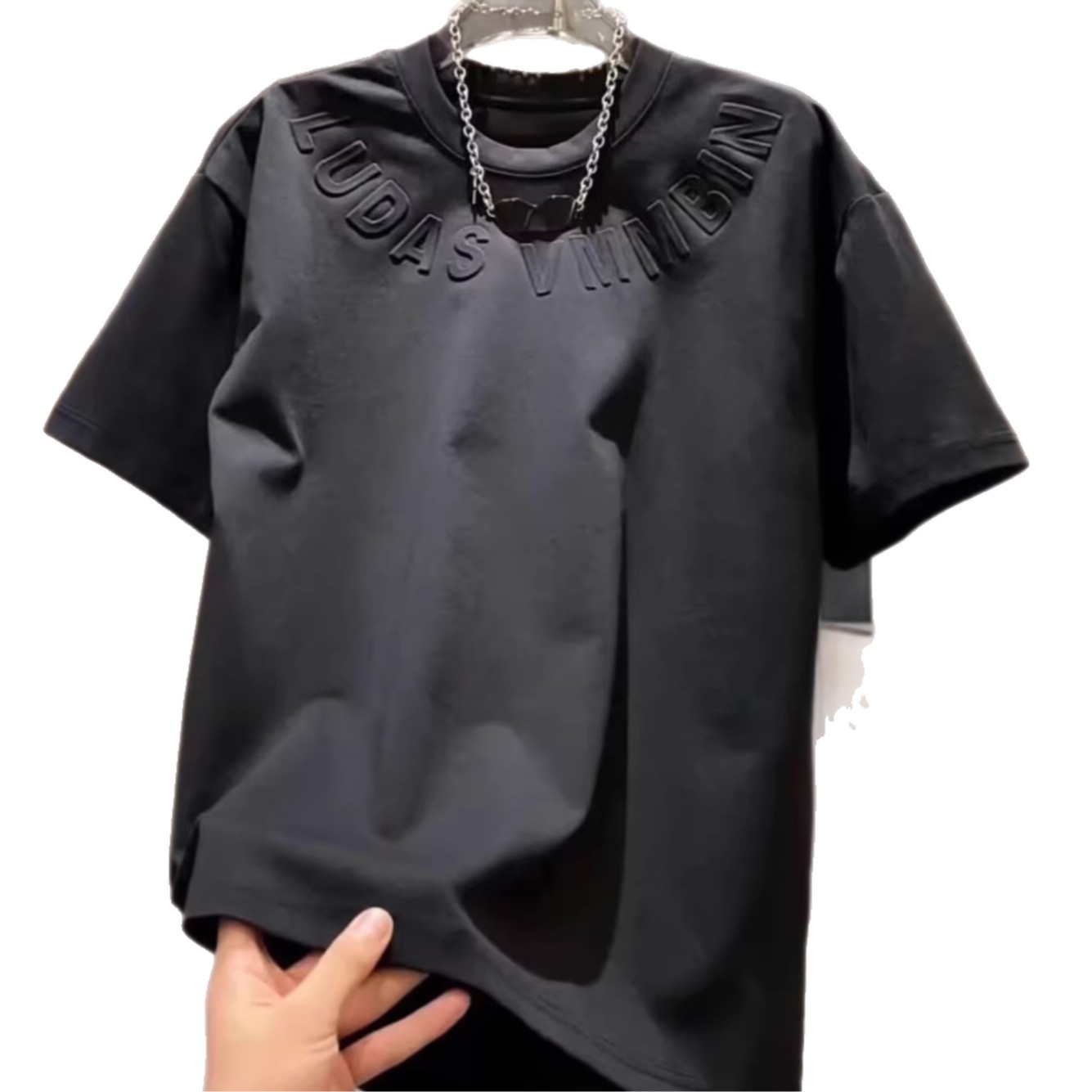 Men's Textured Stretchy Printed Short Sleeve T-Shirt Cool Feeling Loose Fitting Summer Trendy Solid Color Round Neck Base Layer Top_voghion.com