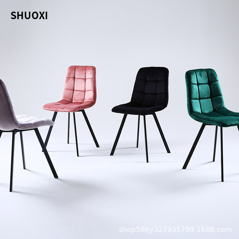 Wholesale Nordic Household Light Luxury Dining Chair Leisure Backrest Chair Velvet Bedroom Makeup Dressing Chair Simple Flannel