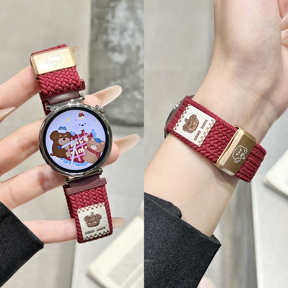 Suitable for Huawei Gt5 Watch Strap Gt4 New Gt5Pro Hat Bear Watch4Pro3Pro Cute Simple Gt3