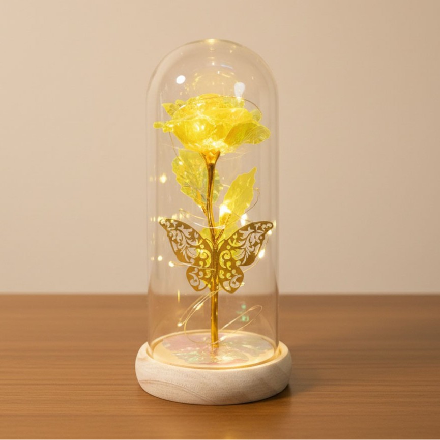 Amazonas transfronterizas flores inmortales cubierta de vidrio de oro de flores de flores de Navidad Día de la Madre Regalos de Día de San Valentín Decoraciones creativas