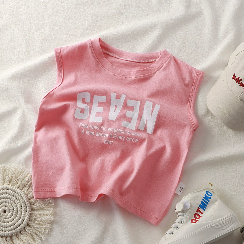 summer cotton vest for boys, Korean style sleeveless t-shirt, sizes 80–150 cm