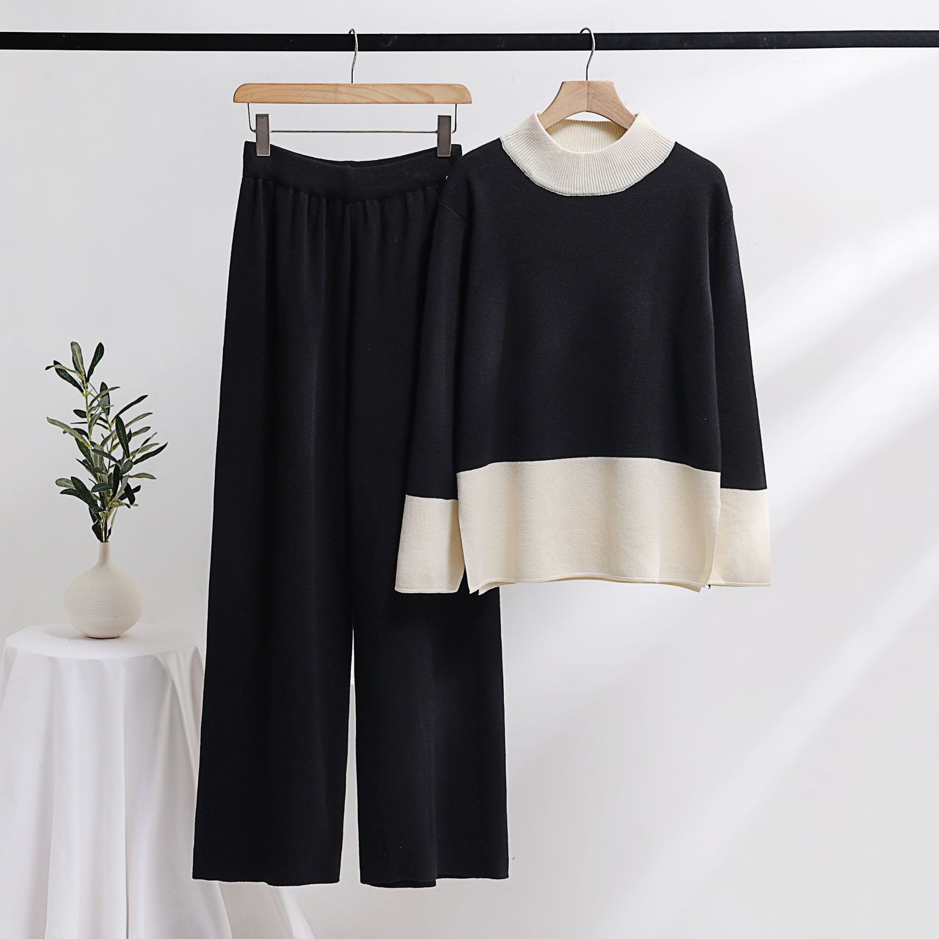 Color Block Pattern Autumn Season Daily Women's Casual Color Block Polyester Pant Co-ord Set Pants Sets