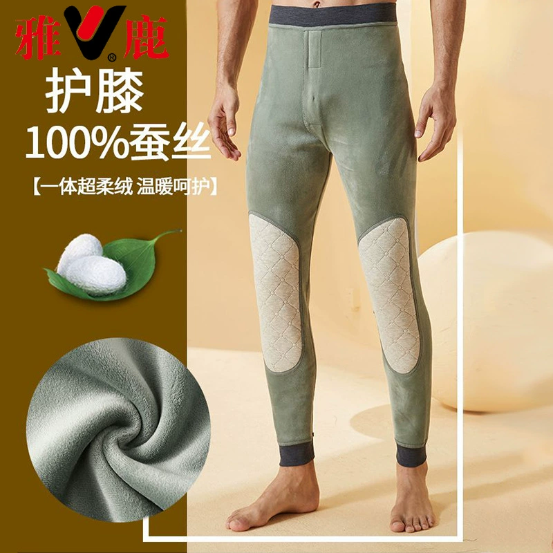 Теплая штаны из шелка Yalu для мужчин с плюшевыми и толстыми леггинсами