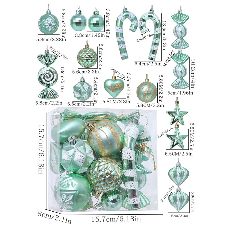 Transfronterizos nuevos bolas de Navidad de plástico 16 paquetes de forma extraña más bolsas de decoración de Navidad colgantes de árbol de Navidad