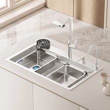工厂跨境sus304不锈钢原色水槽5.0加厚大单槽家用厨房洗菜洗碗池