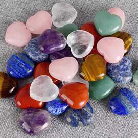 外贸专供无孔小桃心摆件 天然粉水晶玉石爱心装饰品 石头桃心吊坠