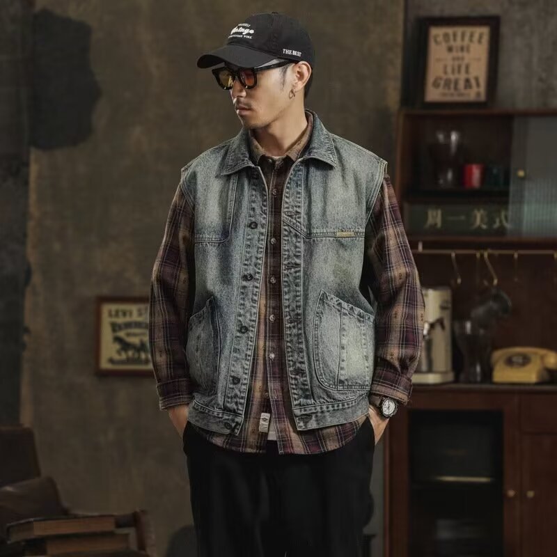 Denim spring retro trend fashionable vest sleevless