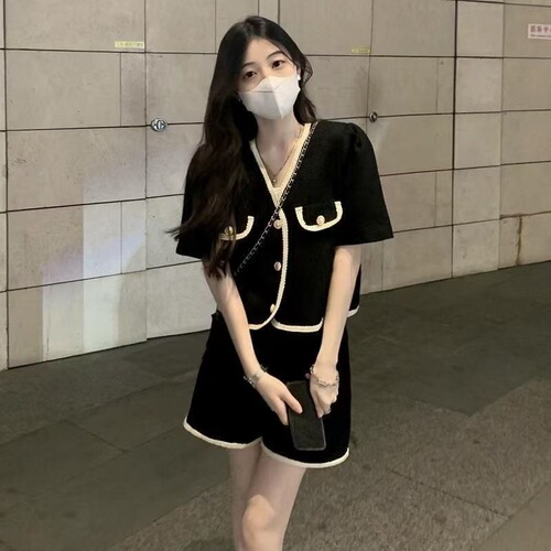 chanel style short-sleeved coat, women's clothing design, niche summer temperament, women's clothing, chanel style suit, two-piece set, trendy