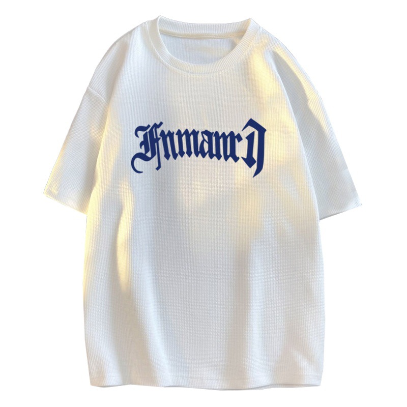 Waffle casual traje de los hombres de verano de seda de hielo de manga corta Camiseta de los hombres con ropa deportiva de marca de moda guapo