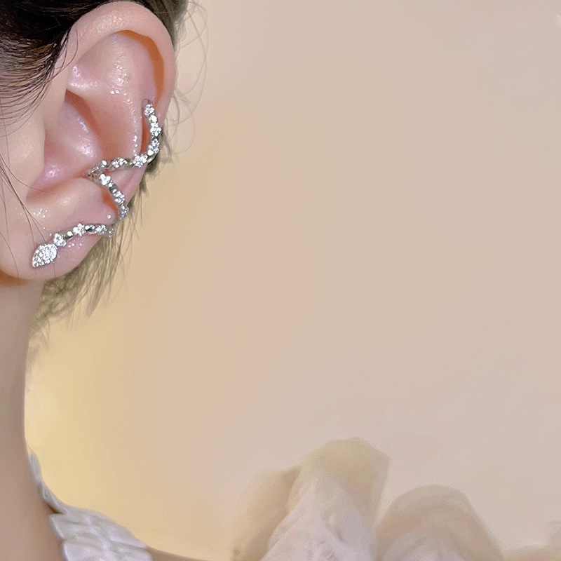 Diseño de nicho de alta gama borla larga sin orejas clip de oreja elegante estilo occidental de las mujeres cara-mirando pequeños nuevos pendientes de moda