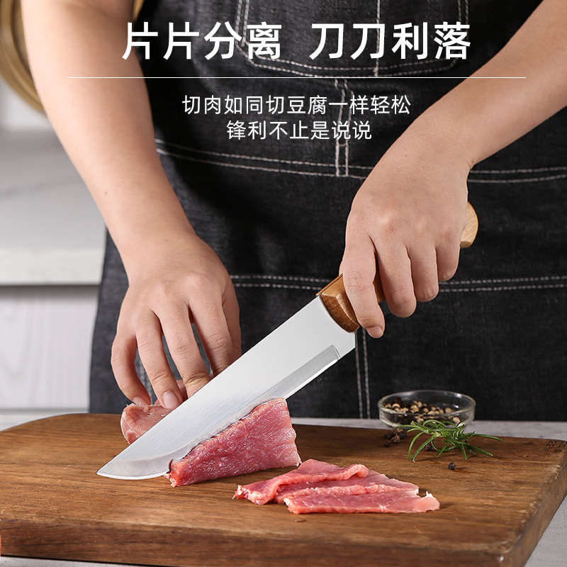 En stock mango de madera cuchillo de fruta hogar cuchillo de fruta de acero inoxidable cocina cuchillo multifuncional cuchillo mango cuchillo de carne