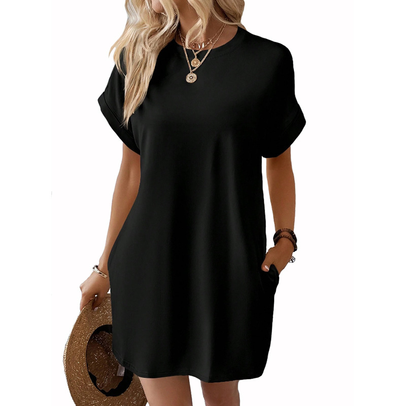 Vestido suelto de manga corta con bolsillos image 3