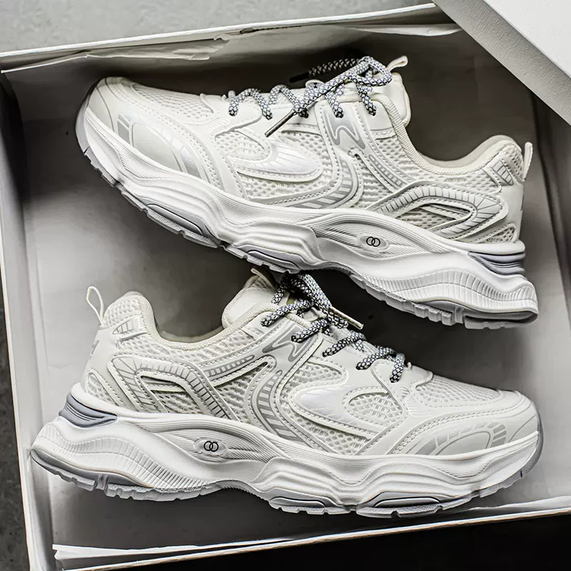 2025春季男鞋新款透气网面鞋子男潮流百搭厚底运动鞋休闲老爹鞋男