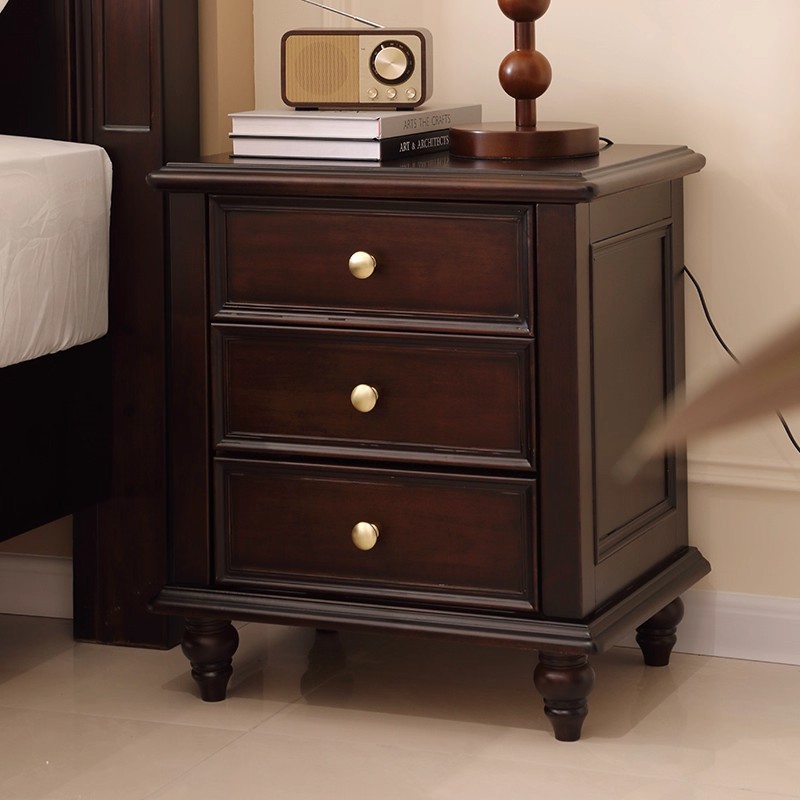 Medieval Style Solid Wood Bedside Table Storage Cabinet Simple and Elegant Home Bedroom Storage Cabinet Storage Cabinet Bedside Cabinet