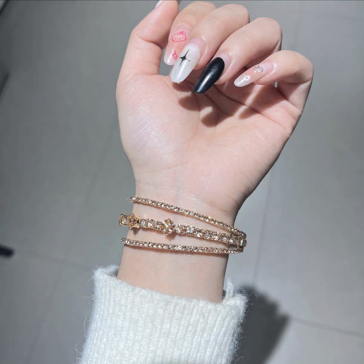 Pulsera de mujer de oro brillante con circonitas y múltiples capas, estilo retro, joyería exquisita y elegante para uso diario._voghion.com