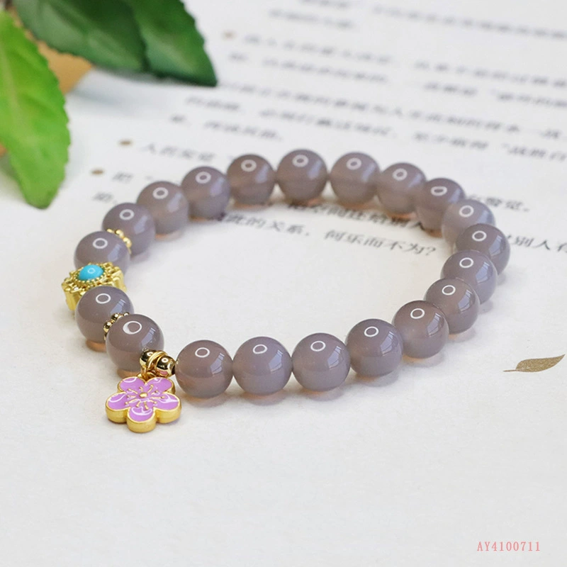 爱钰 Organic agate bracelet, chain, flowered, Chinese style, wholesale