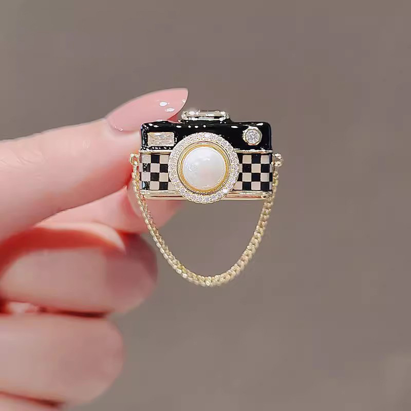 日本と韓国のかわいいカメラ小さなブローチスーツアクセサリー夏のシャツの襟ピン固定服小さなピン|undefined
