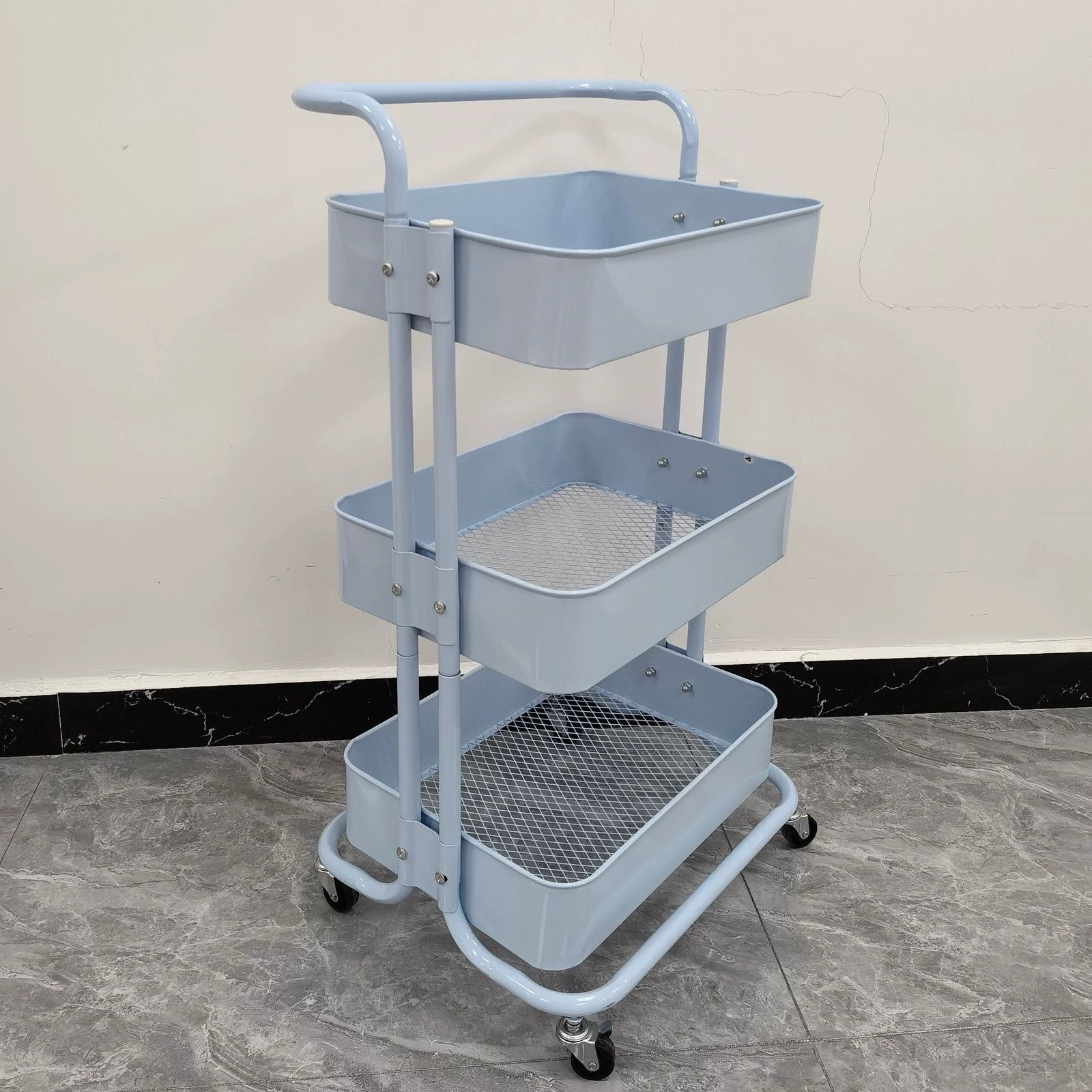 Lask Carbon Steel Kitchen Storage Rack Bathroom Snack Storage Rack Removable Multi-layer Simple Trolley