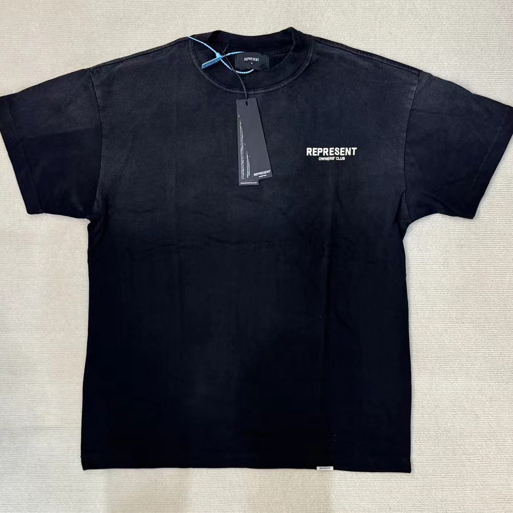 Marca de moda americana REPRESENT impresión de logotipo de letras clásicas para hacer viejas camisetas de manga corta de pareja retro sueltas