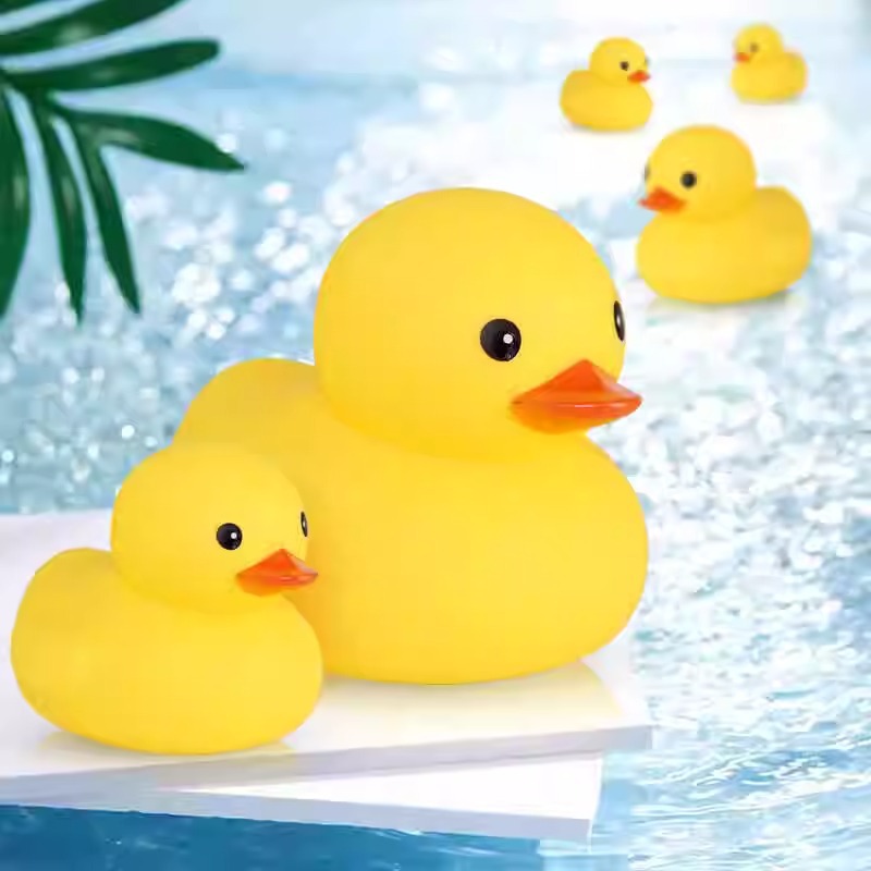목욕 물 놀이 장난감 어린이 부드러운 고무 핀치 소리 노란색 오리  수영 홍콩 판 노란 오리