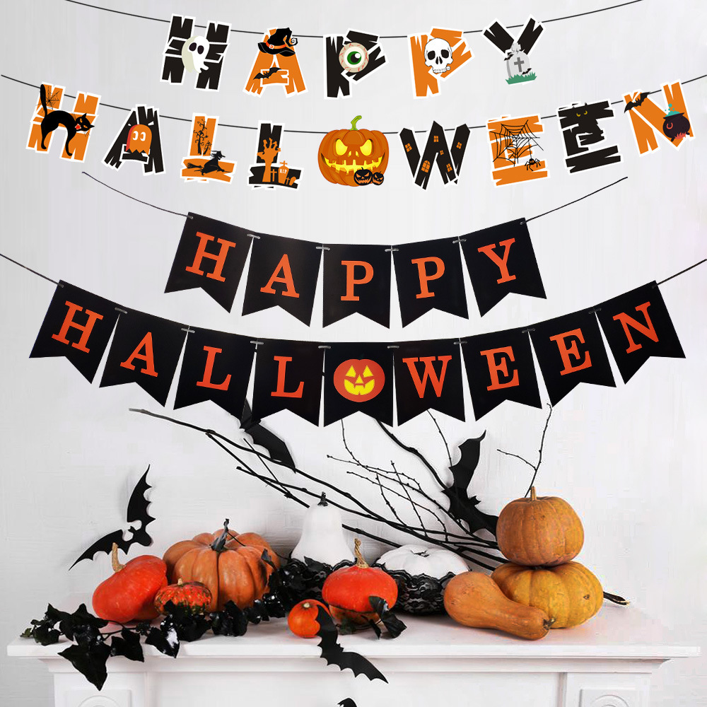 Halloween Pumpkin Skull Paper Party Flag display picture 1
