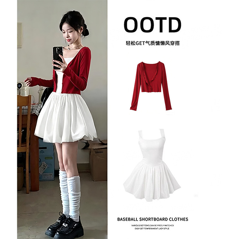 White Spaghetti Strap Dress for Women, Stunning Summer White Dress, Very Pretty, Puffy, Waist-Cinching A-Line Floral Skirt, Short Style