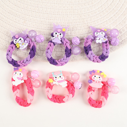 Kids' Cartoon Kulumi Knitted Hair Ties, Sweet Girls' Pigtails & High Ponytails, Elastic Hairbands, Girls' Hair Accessories