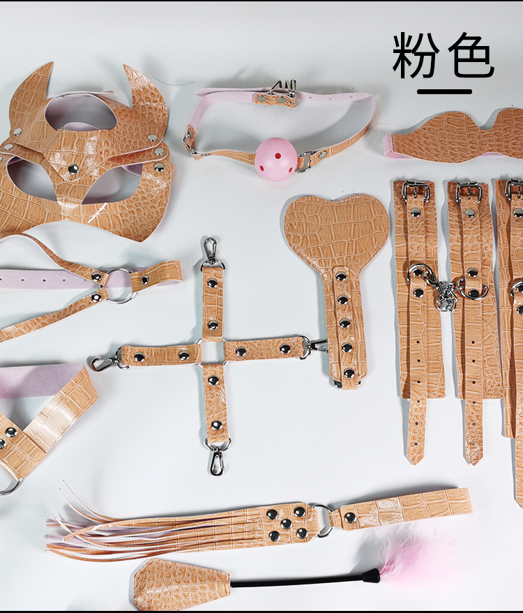 Jiuai SM Snake-Pattern Flocking 12-Piece Bondage Set with Hand and Foot Cuffs, Mouth Gag and Collar — detail image 22