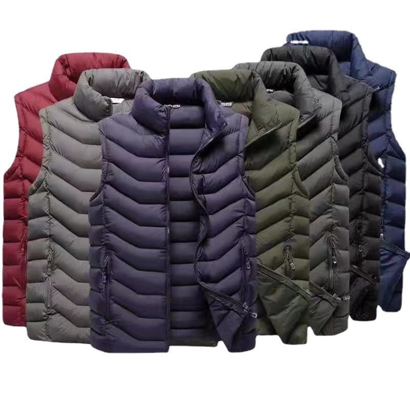 Chaleco costilla transfronteriza Chaleco de algodón Otoño e Invierno de los hombres chaqueta caliente forrada polar sin mangas abajo Chaleco de algodón Comercio exterior al por mayor