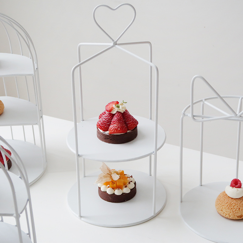 De doble capa té de la tarde snack rack mesa de postre de la boda de dos capas estante de postre cosméticos pantalla rack de almacenamiento de estilo adornos image 3