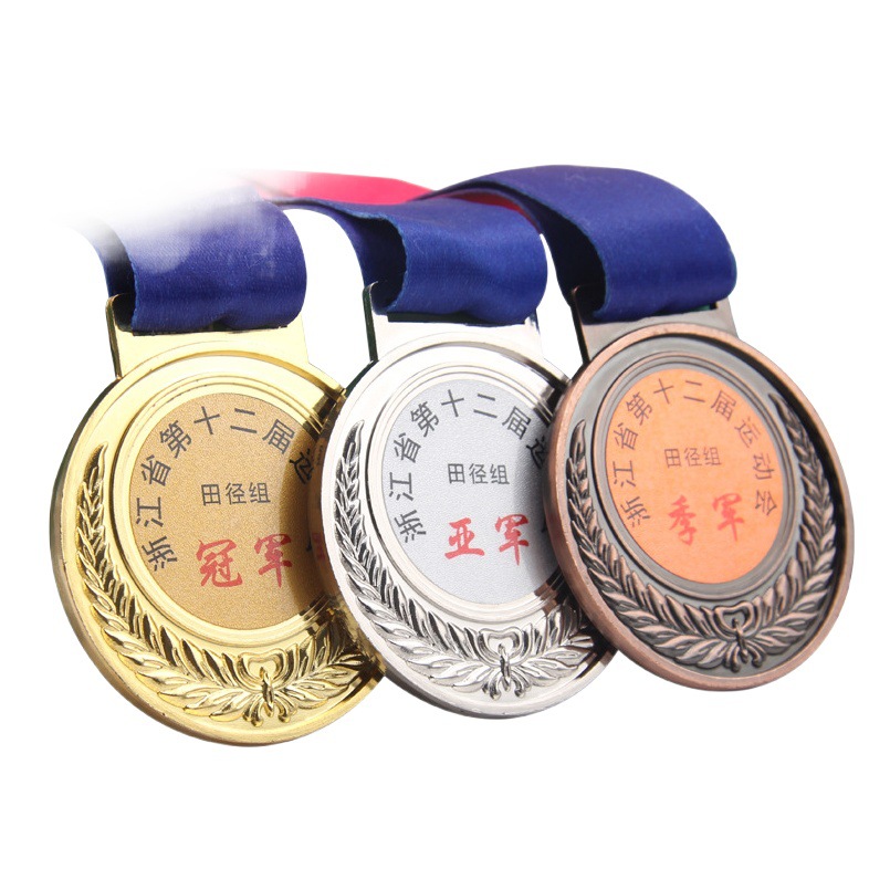 En stock juegos oídos de trigo universal medalla regular galvanoplastia oro y plata cobre escuela Maratón pie baloncesto metal lista