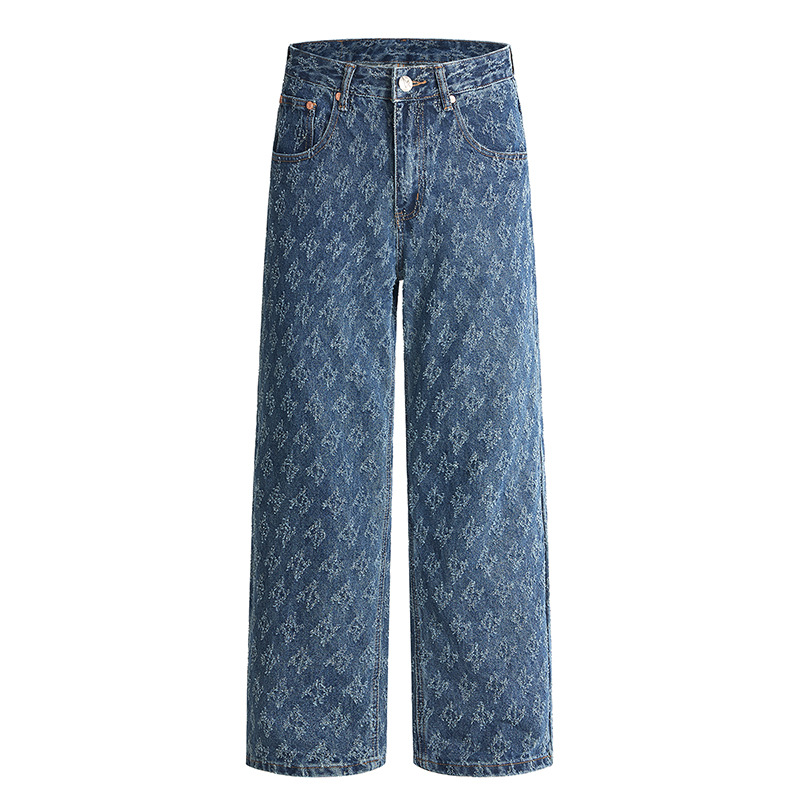 Kişi düz kəsim cins şalvar, açıq mavi denim